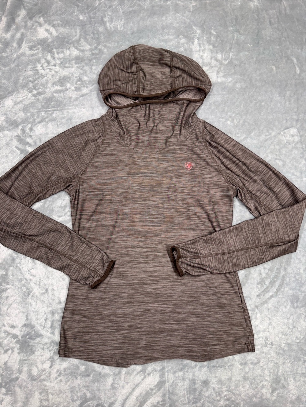 Ariat Heathered Brown Sun Hooded Long Sleeve Top